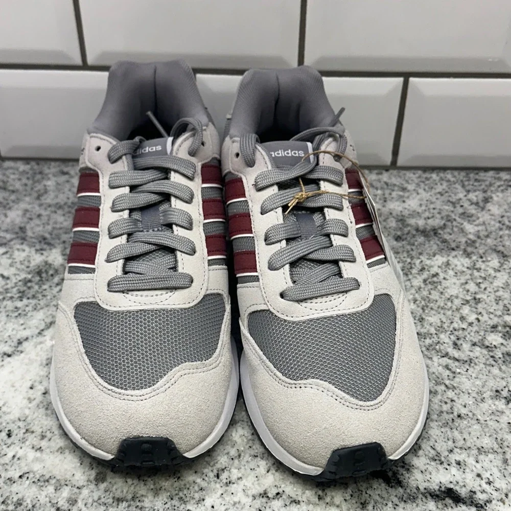 Adidas Mens 7 Run 80s Sneakers Grey Burgundy ID1882 Retro Running Lifestyle Shoe